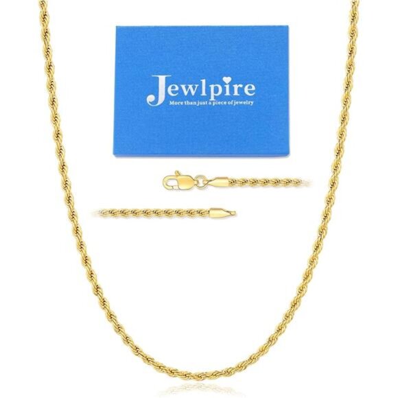 Gold Rope Chain for Men 2.5mm 3mm 4mm 18K Gold Plated  14K Gold Rope Chain Necklace, 2.5mm 3mm 4mm Mens Necklace